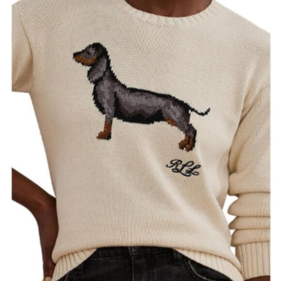 NWT Ralph Lauren Cropped Dachshund Cotton Sweater (XL) - Picture 2 of 9